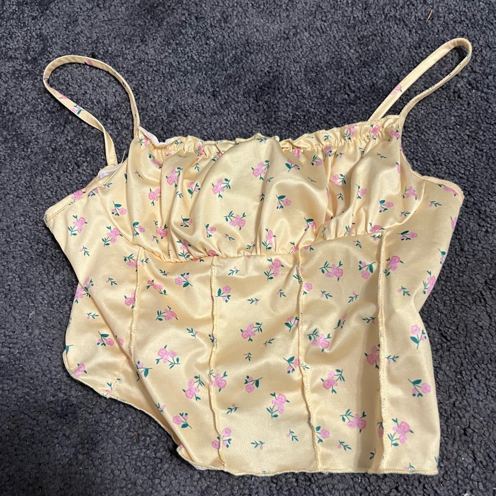 Floral Yellow Camisole Top